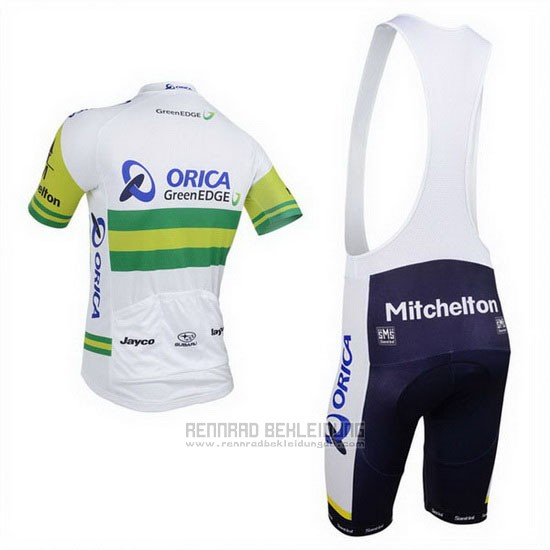 2013 Fahrradbekleidung Orica GreenEDGE Wei Trikot Kurzarm und Tragerhose
